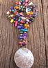 Boho Necklace, RH Pink Rose Crystal Shell